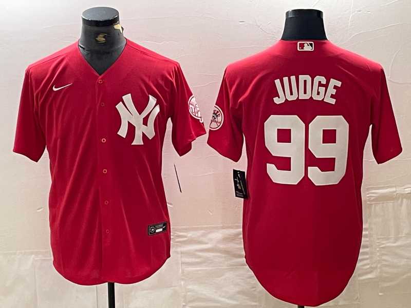 Mens New York Yankees #99 Aaron Judge Red Fashion Cool Base Jersey->new york yankees->MLB Jersey